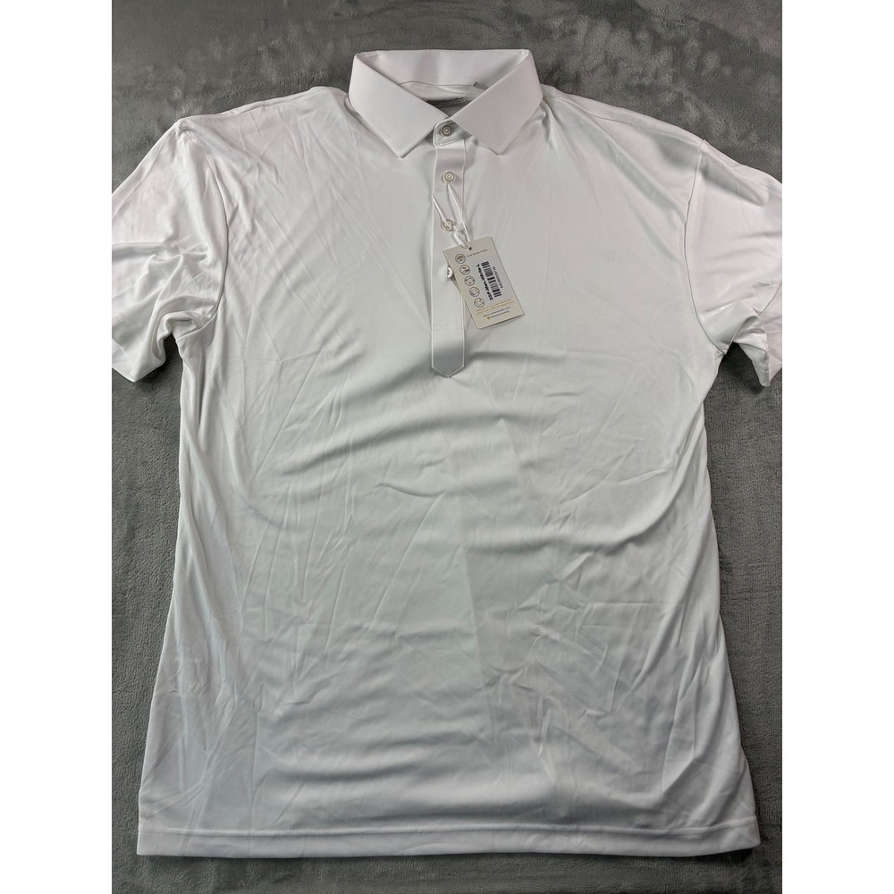 Collars & Co. Men White Firm Dress Collar Polo Shirt SSP-Men-White-L Large